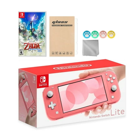 Nintendo Switch Lite Coral with The Legend of Zelda: Skyward Sword HD and Mytrix Accessories NS Game Disc Bundle Best Holiday Gift