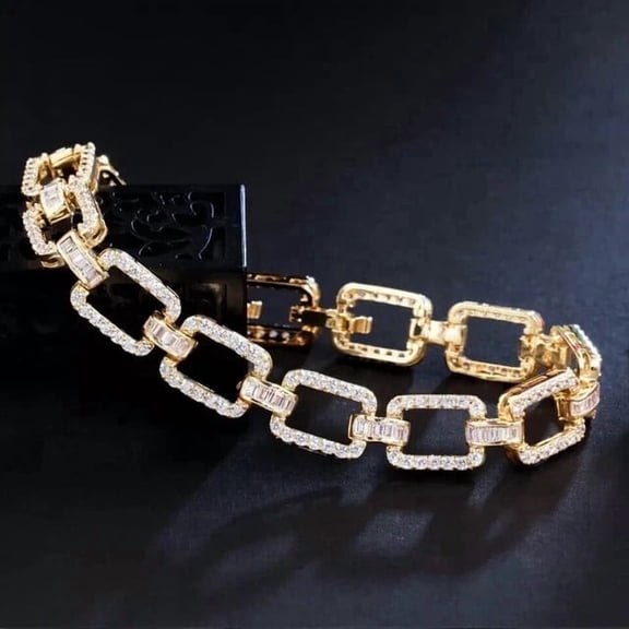 4Ct Round Cut Lab Created White Diamond Tennis Bracelet 14k Yellow Gold Plated