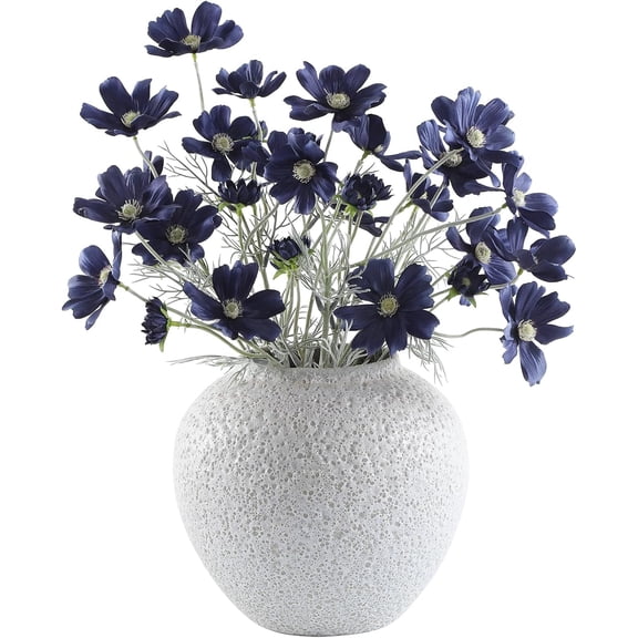 8 Pcs Artificial Cosmos Silk Flowers, Fake Floral Plants for Wedding Bouquets Table Centerpieces Home Kitchen Garden Party Decor(Navy Blue)