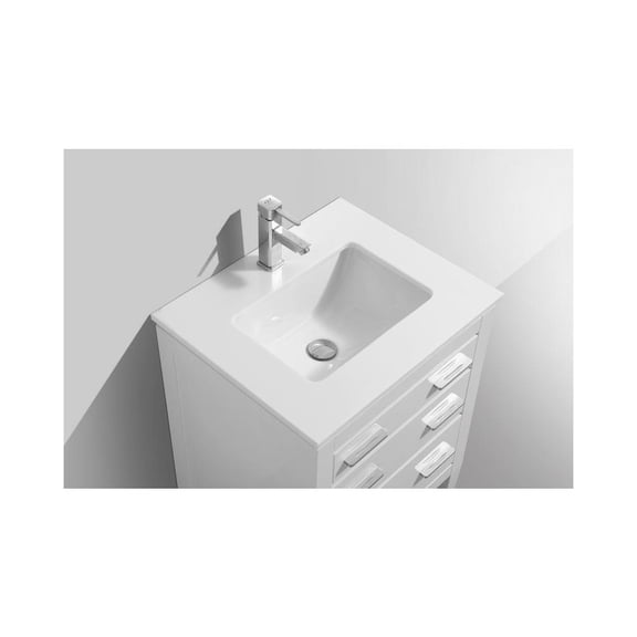 Kubebath Eiffel 24'' High Gloss White Vanity W/ Quartz Counter Top