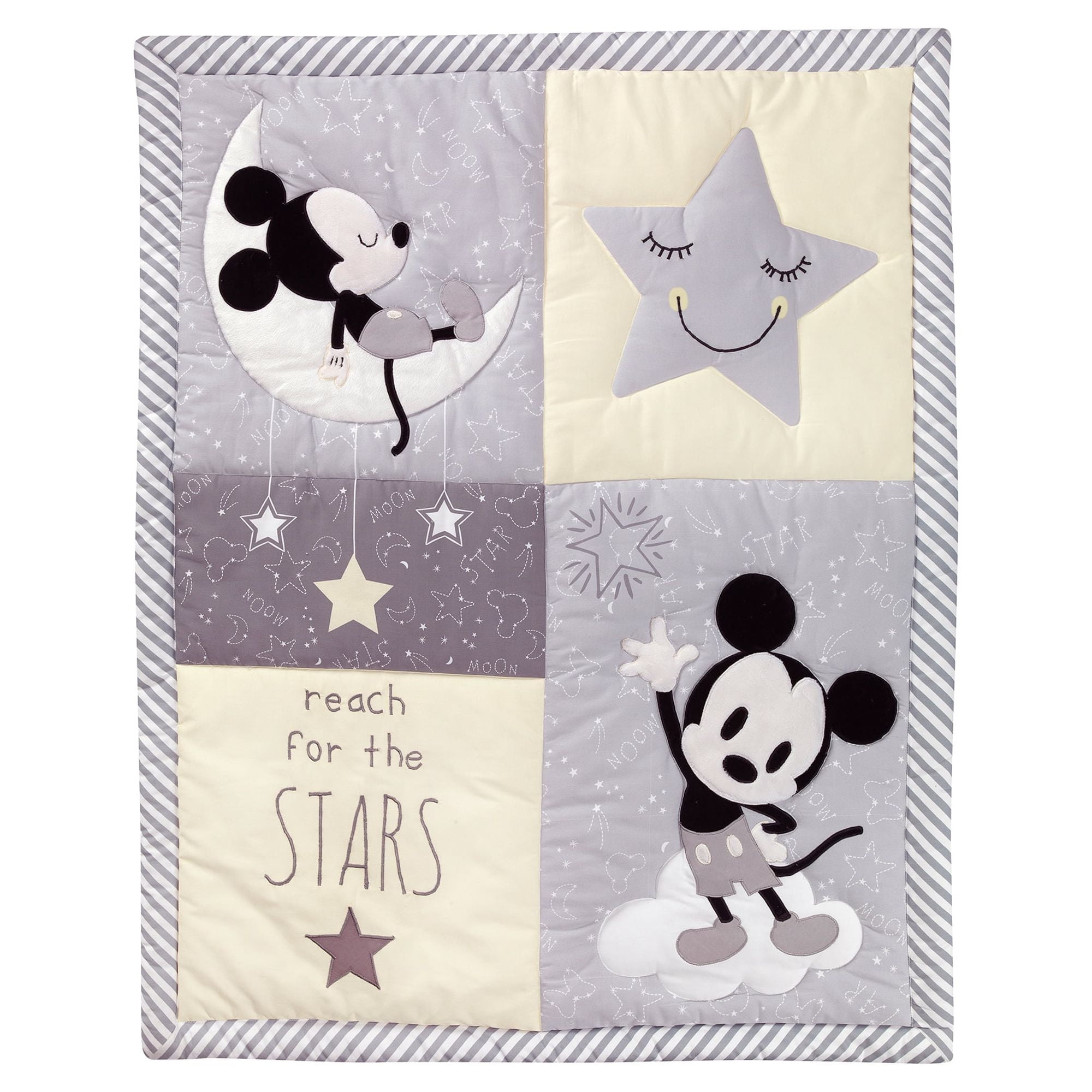Disney Baby Mickey Mouse Gray/Yellow 4-Piece Crib Bedding Set by Lambs & Ivy