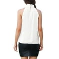 thumbnail image 3 of FAB CURVES Haut à Col Halter pour Femmes Blouse Décontractée Sans Manches à Fleurs 3D TG Blanc, 3 of 6