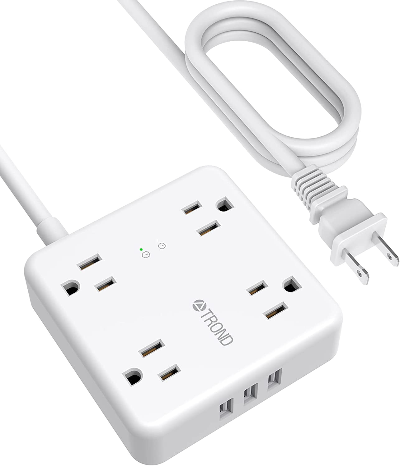 TROND Power Strip Surge Protector with USB, 2 Prong 10ft long Extension
