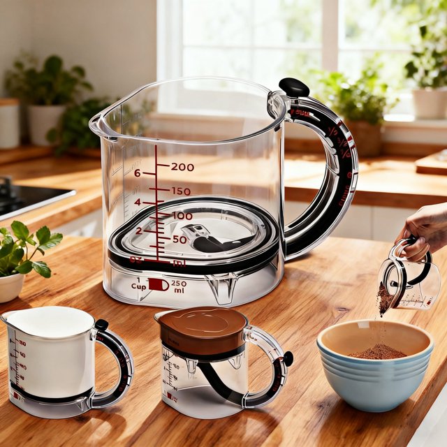 4-in-1 Multifunctional Measuring Cup,Adjustable Base Kitchen Measuring Cup,Push-In Measurings Cups with Oz/Ml Dual Markings,Multi Cube Cups for Cooking and Baking