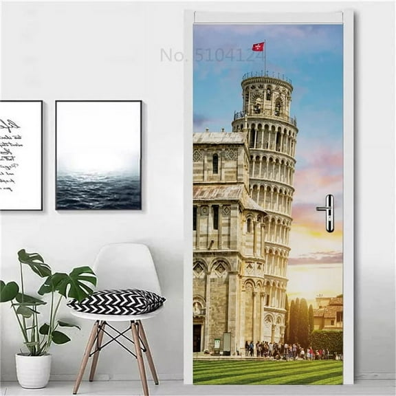 Eiffel Tower Door Sticker D Wallpaper Self-Adhesive Door Vinyl Poster Custom Size Wall Decal Home M