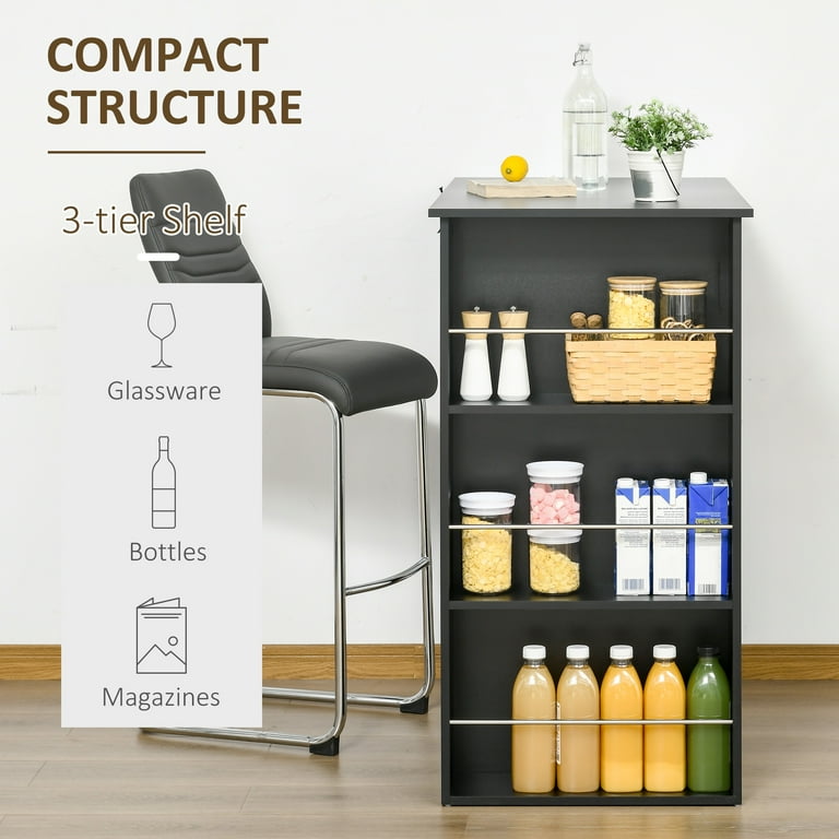 HOMCOM Modern Bar Table Counter Height Dining Table For Kitchen Dining Room~835 390bk