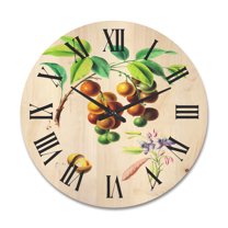 Designart 'Ancient Fruits III' Farmhouse Wood Wall Clock