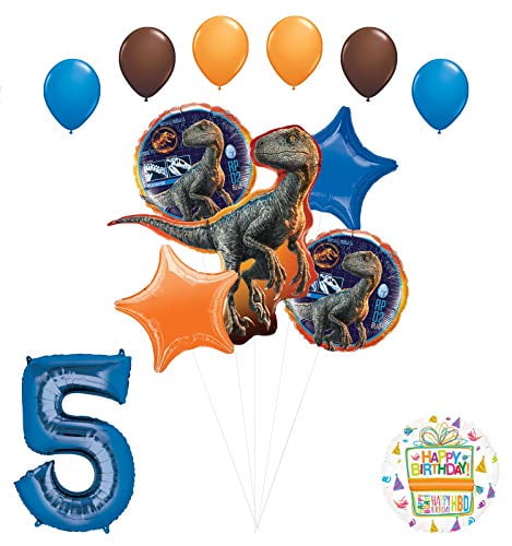 Jurassic World 5th Birthday Party Supplies Raptor Balloon Bouquet Decorations 
