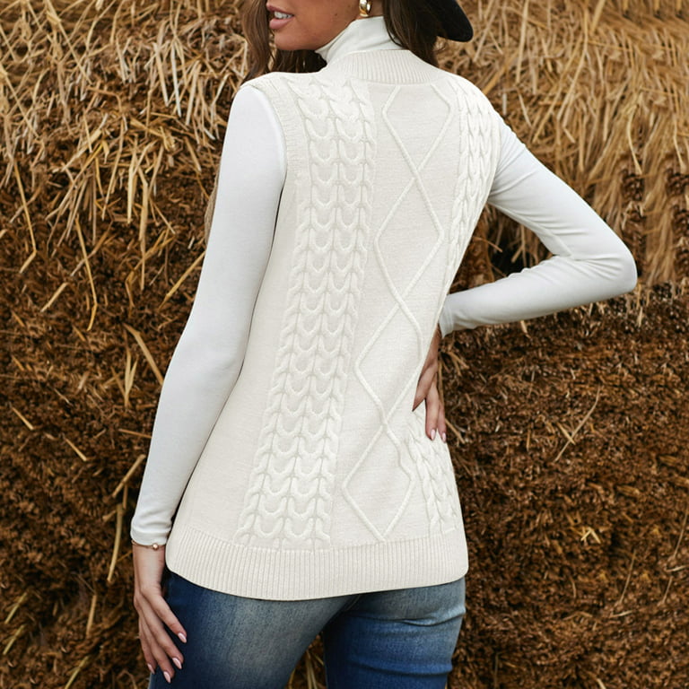 haxmnou women's round neck cable knit sweater vest sleeveless knitwear tank  tops grey s 