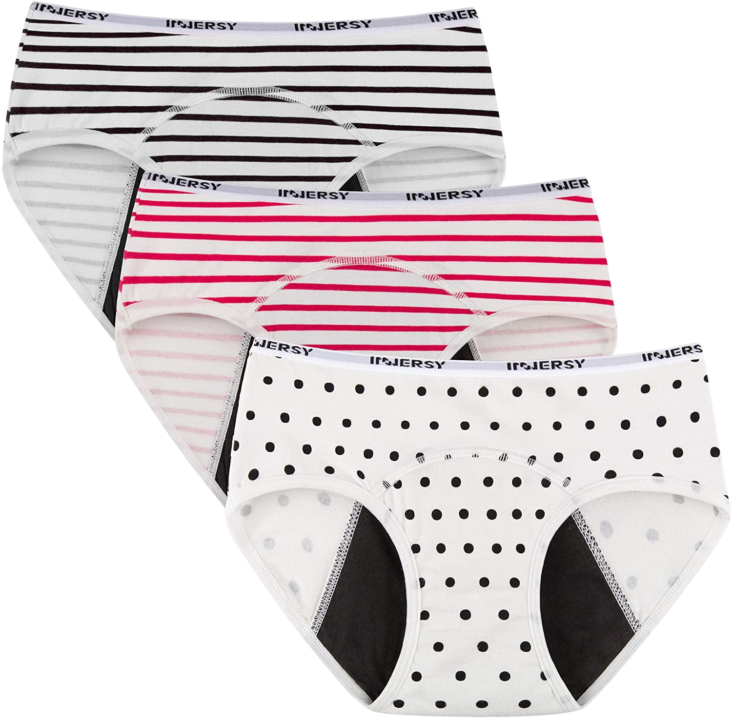 INNERSY Girls Periods Underwear Cotton Underwear Menstruation Briefs Pack of 3 
