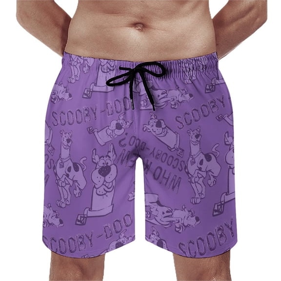 Scooby Doo Men's Beach Shorts Quick Dry with Zipper Pockets Anti-Chafing Surf Shorts S