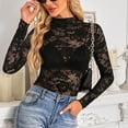 thumbnail image 2 of Cleaning Mesh Sheer Shirts for Women Party Club Night Outfits Sexy Sheer See Through Mock Neck Blouse Floral Lace Top Long Sleeve Shirt Tight Fitted Tunics Build In Bra Holiday Going Out Outfits, 2 of 7