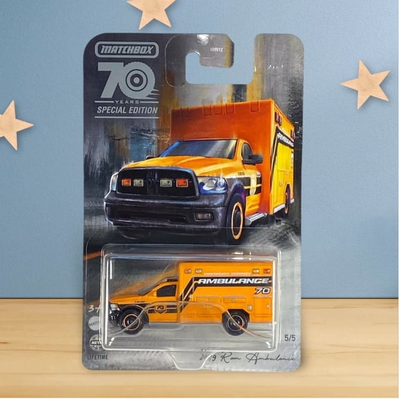 Matchbox Moving Parts 70 Years Special Edition Die-Cast Vehicle - HMV12 ~ Inspired by 2019 Ram Ambulance ~ 5/5 Orange and Black