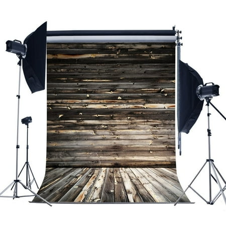 Greendecor Polyster 5x7ft Old Barn Wood Panel Photography