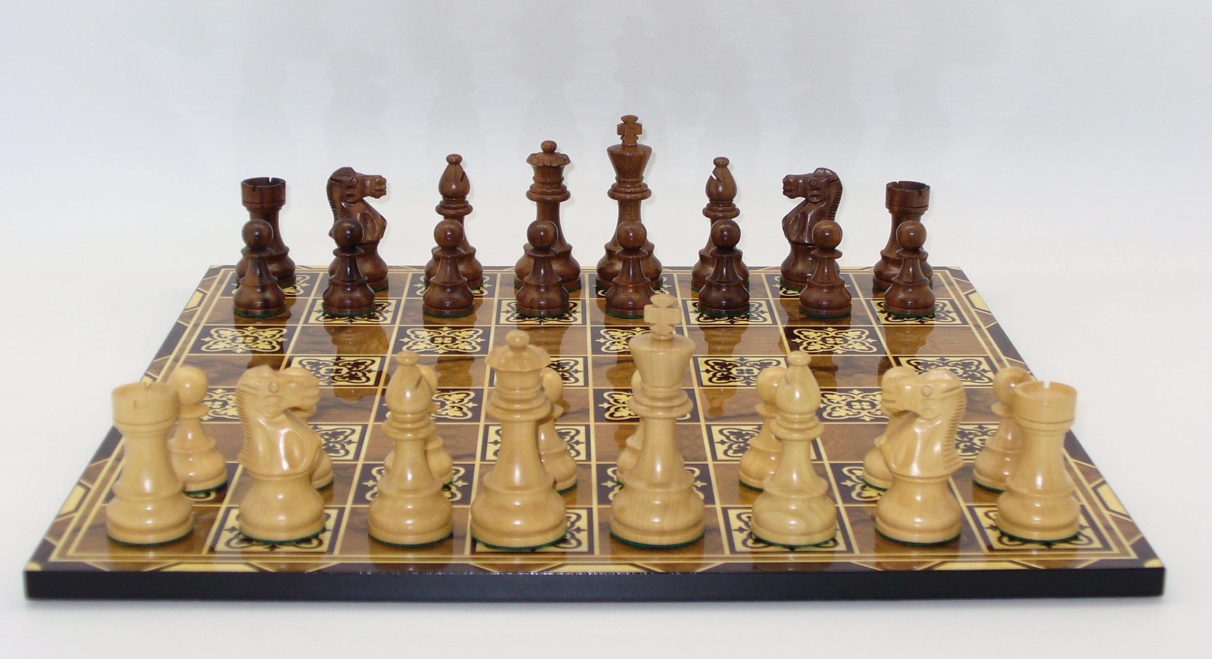 3.9" Classic Staunton Weighted Chess Pieces set Sheesham & Boxwood 