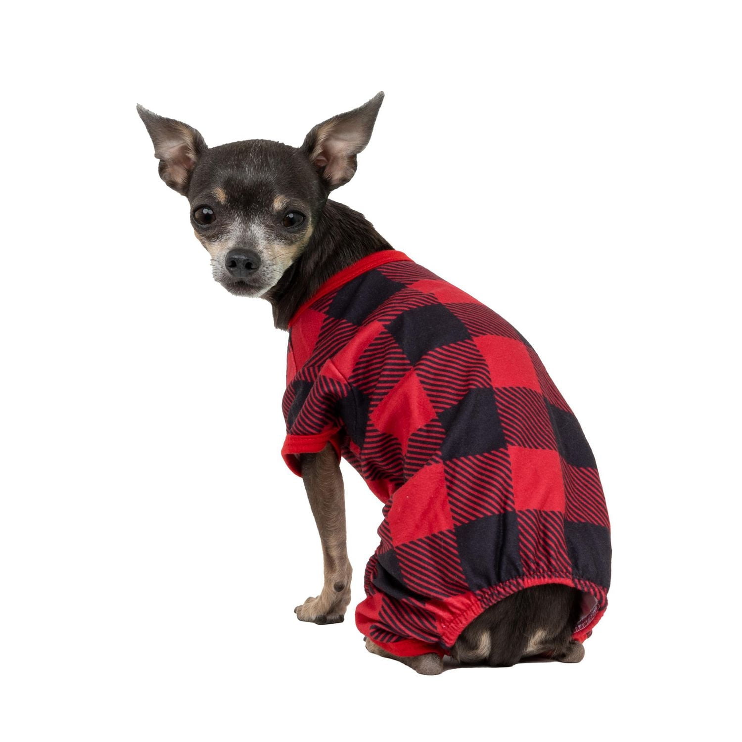 Vibrant Life Checkered Pet Holiday PJ for Pets - Dog and Cat Pajamas - Red