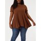 thumbnail image 2 of Women's Plus Size Short Sleeve Tunic Handkerchief Hem Summer Casual Top Brown 3X, 2 of 6