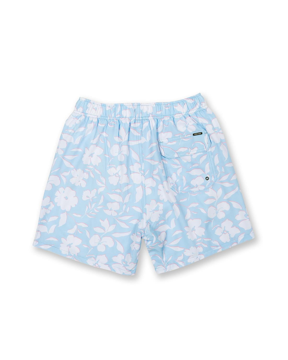 Boys Swim Shorts Dry Fast 4 Ways Stretch Swimming Trunks with Fun Designs, Floral Lt. Blue, Size: 4, Endless Summer