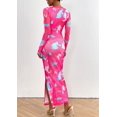 thumbnail image 2 of Vestido PRETTYGARDEN Ajustado con Mangas Largas y Estampado Floral en Rojo Rosa, Talla M, 2 of 8