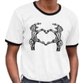 thumbnail image 2 of Skeleton Heart Hands Ringer Tee Shirt Unisex Large White/Black, 2 of 5