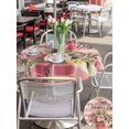 thumbnail image 4 of Outdoor Tablecloth with Umbrella Hole and Zipper, Valentine's Day Round Table Cloth 60 Inch Waterproof Tablecloth, Pink Roses Flowers Stripes Rustic Beige Picnic Table Cover for Patio Camping, 4 of 7