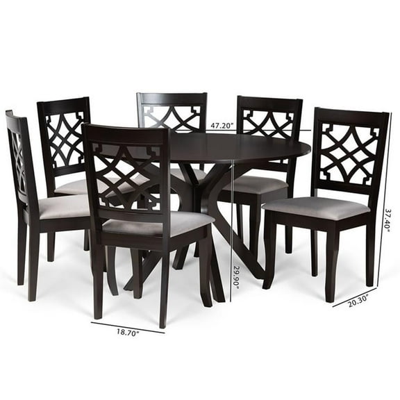 Bowery Hill Grey and Dark Brown Finished Wood 7-Piece Dining Set