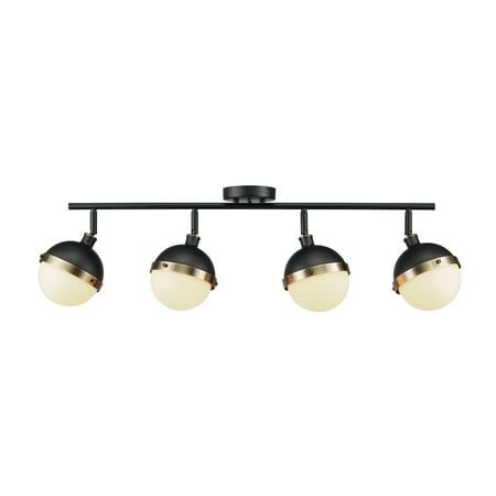 

Globe Electric Bari 4-Light Matte Black Track Lighting with Antique Brass Accents and Frosted Glass Shades Bulbs Included 59509
