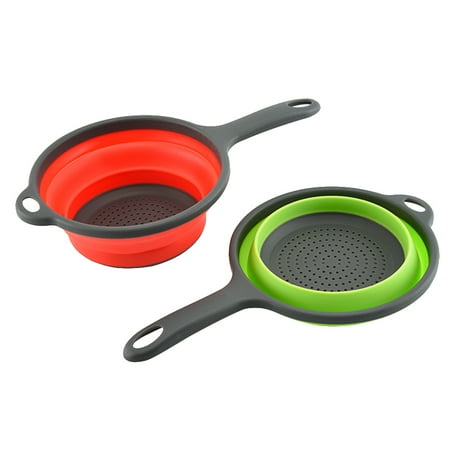 

2pcs Kitchen Folding Telescopic Long Handle Silicone Drain Basket for Fruits Vegetable Rice Cleaning (Random Color)