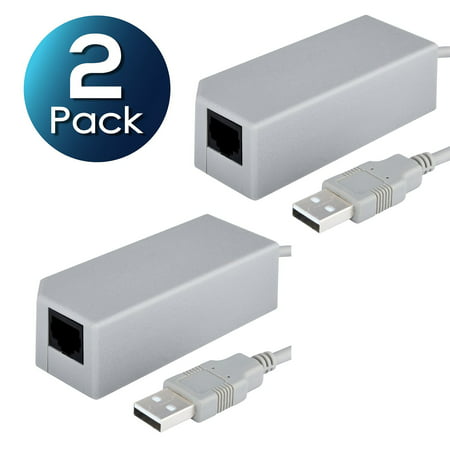 2 Pack Insten USB 2.0 10/100 Mbps RJ45 Lan Ethernet Wired Internet Network Adapter For Nintendo Switch / Wii / Wii U Gaming Wired Connection