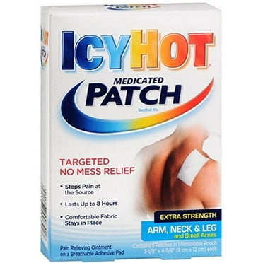ICY HOT Medicated Patches Extra Strength Small (Arm, Neck, Leg) 5 Each (Pack of 4)