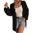 thumbnail image 2 of Women's Sweaters Under $15 Pink Size XL Solid Color Lantern Sleeve Sweater V-neck Cardigan Sweater Sweater Jacket, 2 of 6