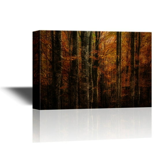 wall26 - Canvas Wall Art - Abstract Landscape with Trees in Forest in Autumn - Gallery Wrap Modern Home Art | Ready to Hang - 32x48 inches