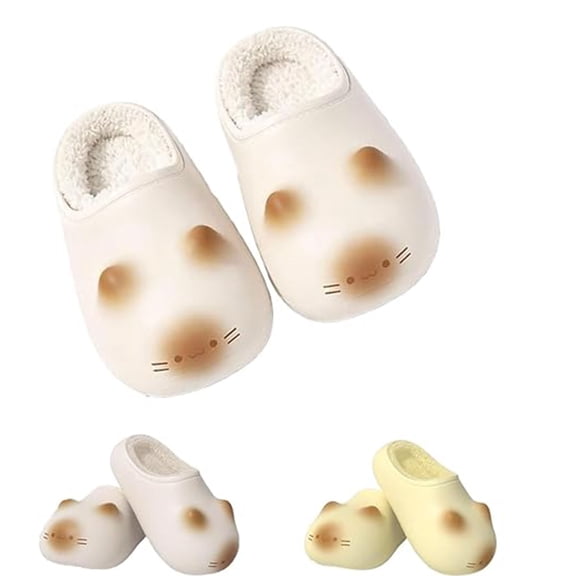 Cat Paws Footprints Height Increase Slippers – Fluffy Plush Cat Paws Footprints Slippers with Height Increase, Waterproof Cozy Non-Slip House Slides for Winter