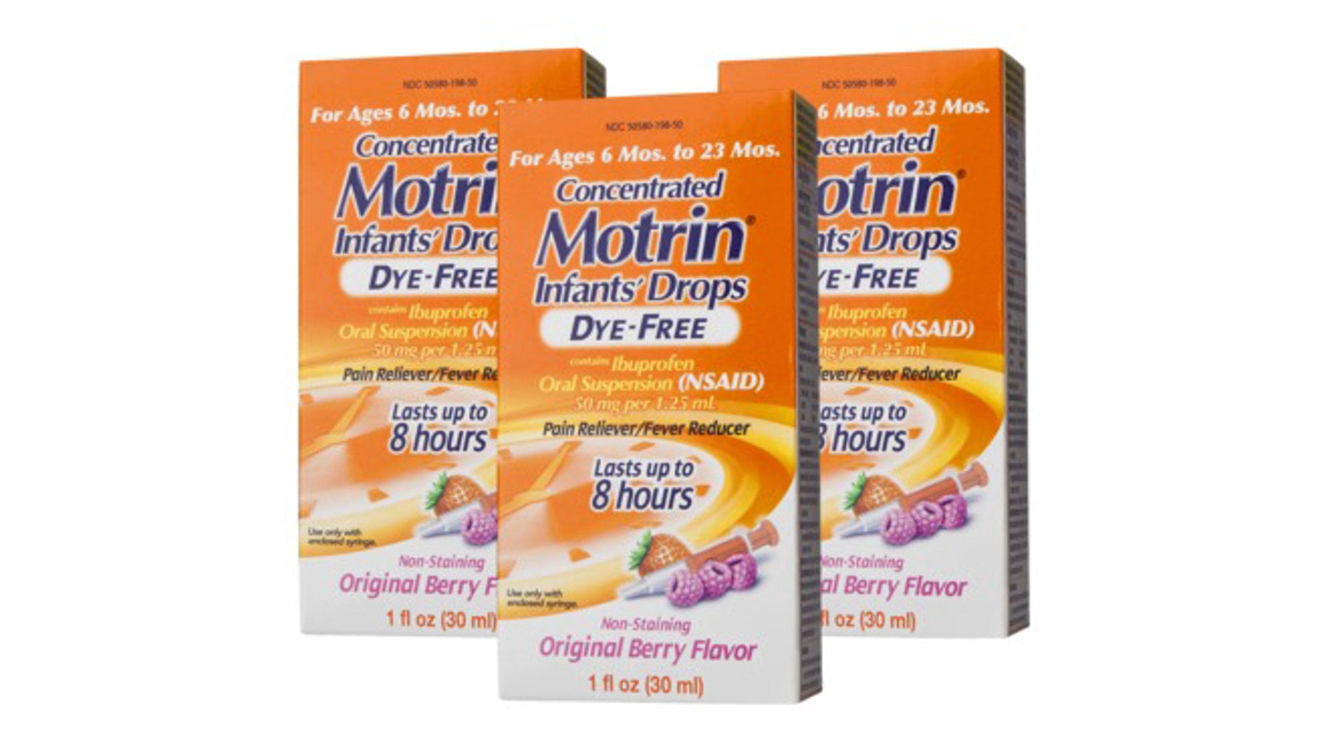Motrin Concentrated Infants' Drops Dye-Free, Original Berry 1 oz (Pack of 3)