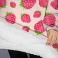 thumbnail image 3 of Oversized Wearable Blanket Hoodie,Red Strawberry Plants Fruit Pink Pattern Sherpa Blanket Hoodie with Super Pockets,Super Warm Fuzzy Pullover for Women & Men, 3 of 6
