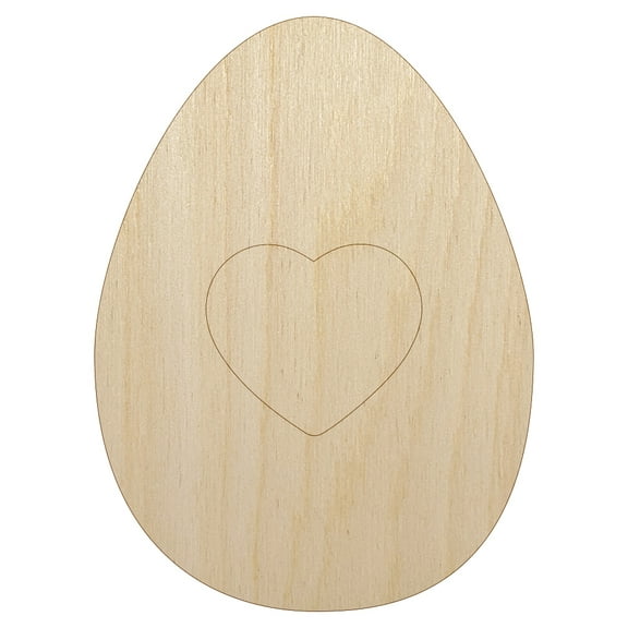 Heart in Egg Wood Shape Unfinished Piece Cutout Craft DIY Projects - 4.70 Inch Size - 1/8 Inch Thick
