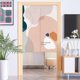 thumbnail image 1 of Morandi Abstract Door Curtain Peephole Proof Household Partition Curtain Hole Free Bedroom Half Curtain Kitchen Doorway Curtain Customization W33.5" X, 1 of 4
