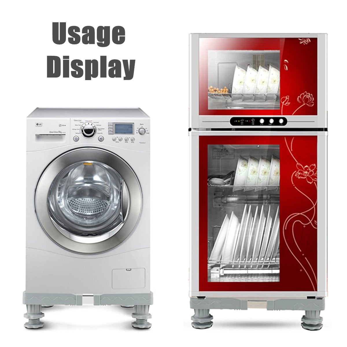 4PCS Adjustable Washing Machine Base Refrigerator Stand Undercarriage Bracket 