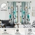 thumbnail image 1 of Teal Floral Window Curtain Turquoise Flower Farmhouse Rustic Country Aqua Blue Daisy Butterfly Living Room Bedroom Rod Pocket Drapes Treatment Fabric 1 Pair Home Decor, 42" W x 63" L, Vintage, 1 of 4