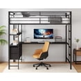 thumbnail image 4 of Ktaxon Full Loft Bed with L Shaped Desk, Bed Frame with LED Light and Charging Station, Bedroom Space Saving, Black, 4 of 12