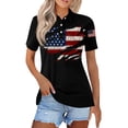 thumbnail image 2 of Women's 250 Year American Anniversary Shirt Patriots Short Sleeve Polo Shirts Freedom Fashion Independence Day T-Shirts - Polo Shirt 4Th of July Shirt Independence Day commemoration Top Black L, 2 of 5