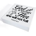 thumbnail image 3 of Zomyto 7x7 In Christian Sign Inspirational God is Within Her Bible Verse Wooden Wooden Box Sign Psalm 46:5 Scripture Desk Decor, 3 of 7