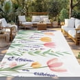 thumbnail image 2 of Pink Yellow Spring Floral Outdoor Rug 3x5 Ft - Reversible Patio Rug Outdoor Camping Rugs, Watercolor Summer Botanical Washable Indoor Outdoor Area Rugs, Non-Slip Outdoor Carpet Runner for Deck/Porch, 2 of 8