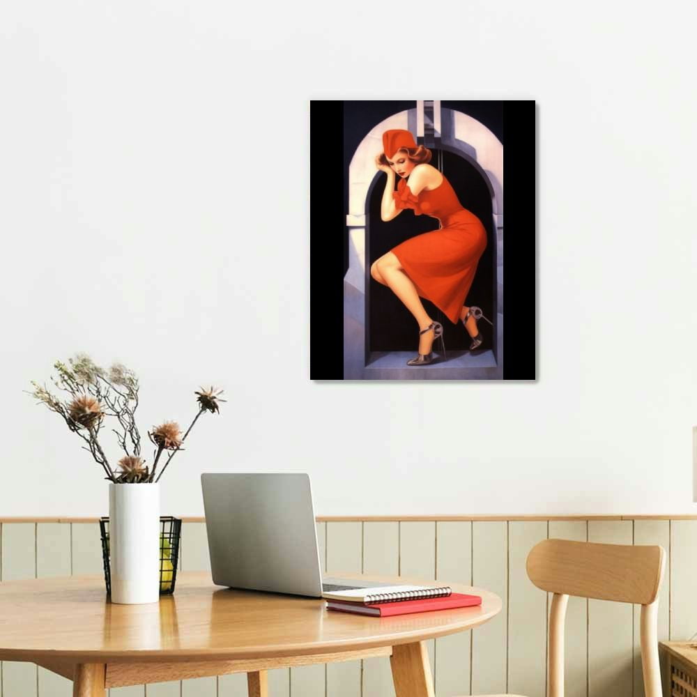 Nawypu Retro Pinup Girl CANVAS PRINT Vintage Poster Peek Paintings
