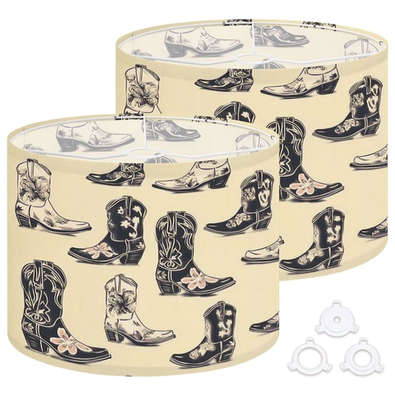 Lamp Shades Set of 2 Easy Assembly cowboy boots for poster clothes Drum Lampshades for Table Lamps Floor Lamps Pendant Light 13"x13"x10" Replacement Lamp Shade