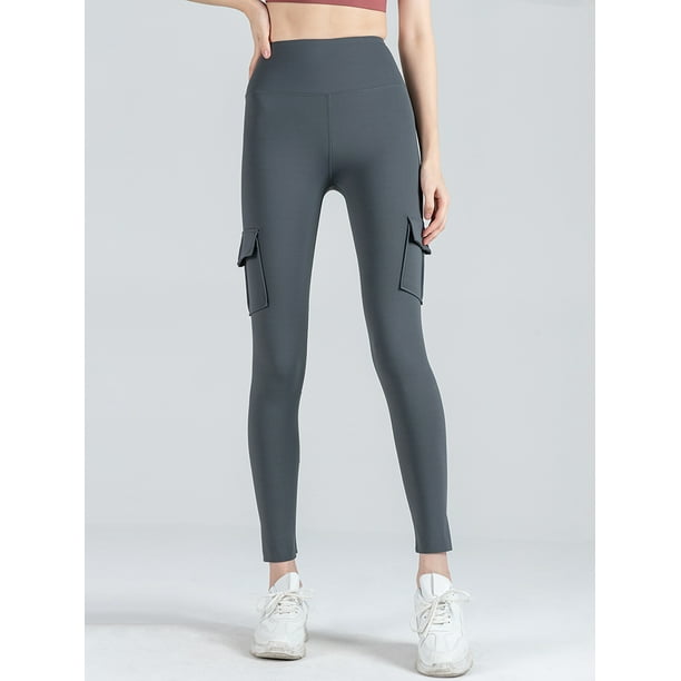 High Waist Solid Color Multi Pockets Yoga Pants Push Up Seamless Skinny  Women Fitness Leggings Activewear