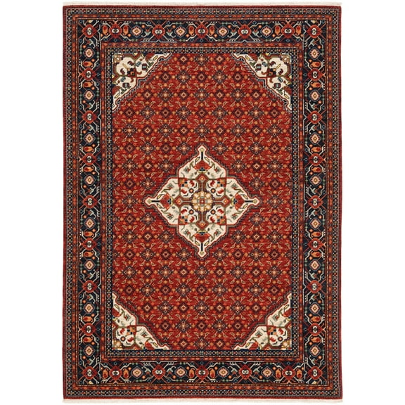 Moretti Overture Area Rug 001C6 Traditional Red Diagonals Medallion 2' 6" x 12' Rectangle