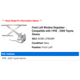 thumbnail image 2 of Front Left Window Regulator - Compatible with 1998 - 2000 Toyota Sienna 1999, 2 of 2