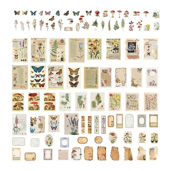 200PCS Vintage Scrapbooking Supplies Pack, Aesthetic Scrapbook Stickers Paper for Junk Journaling, Craft Kits for Bullet Journal Supplies Collage Cottagecore Room Decor Album Wall Art Stuff - D