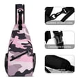 thumbnail image 3 of Full Print Chest Bag 8×15in Outer Large Bag On Both Sides Of Mesh Bag Inside Pocket Design Sponge Pad Shoulder Strap Texture Military Camouflage Pattern Abstract Pink_4, 3 of 8